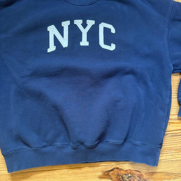 PacSun navy blue NYC pullover crew sweatshirt SIZE L - Picture 2 of 6